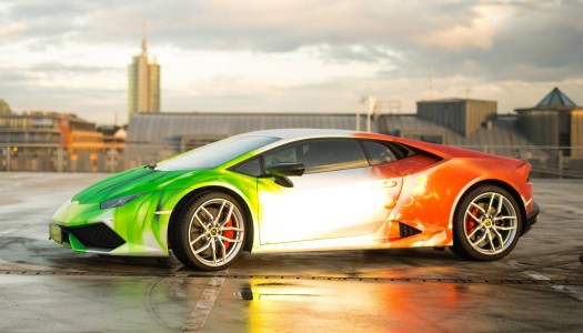 Photo Gallery: Lamborghini Huracan with tri colour flames wrap