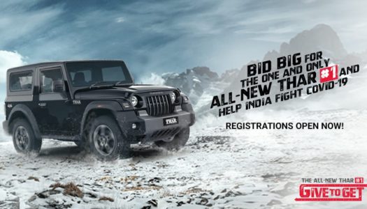 All new Mahindra Thar #1 to be auctioned online for charity